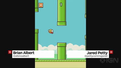 Flappy Bird animated gameplay showing the tap-to-flap flight and gravity drops